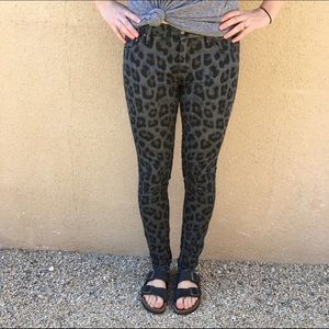 Mother Denim Leopard Print Looker Jeans
